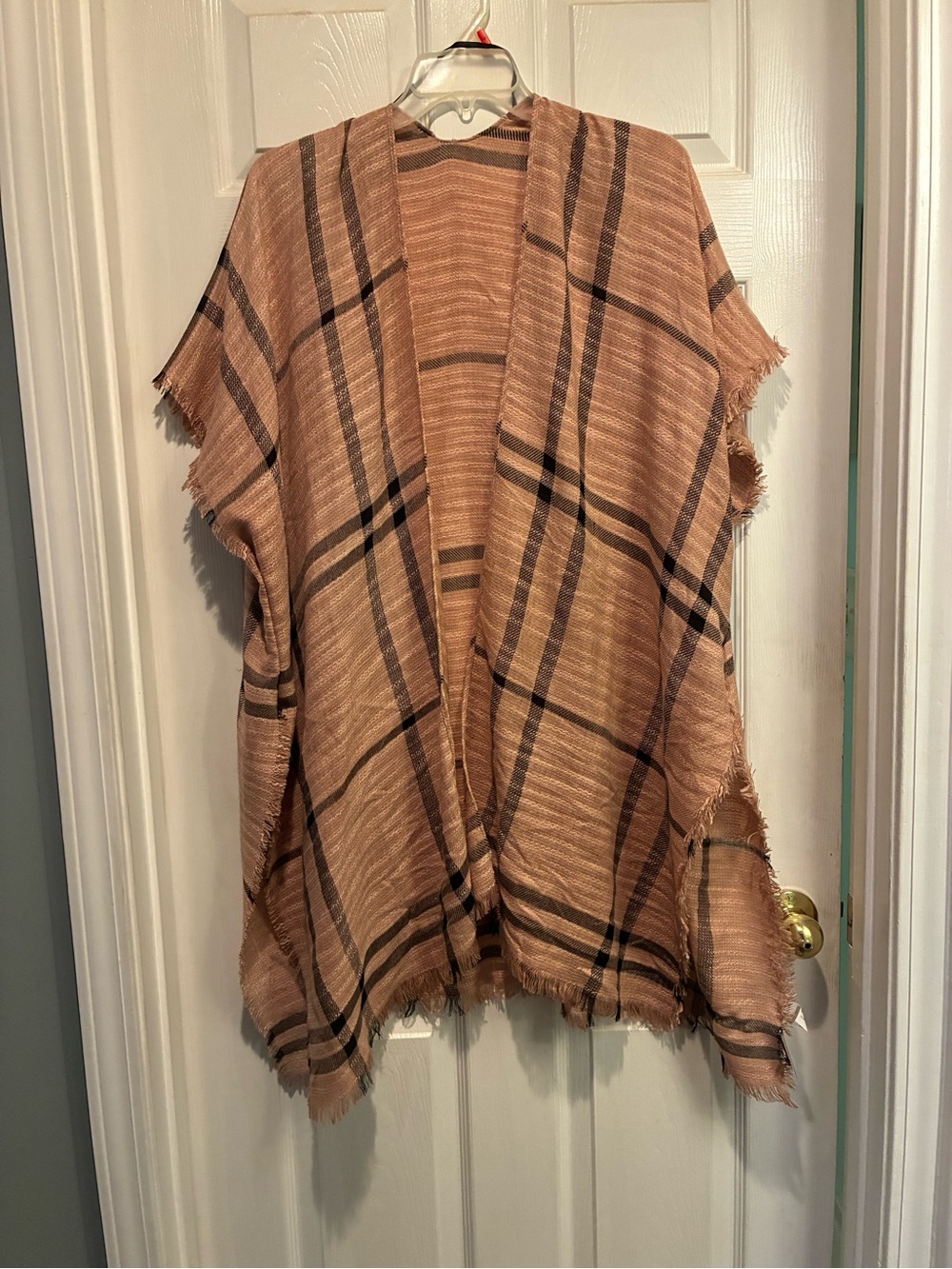 Falls Creek Soft Blush Plaid Wrap Poncho